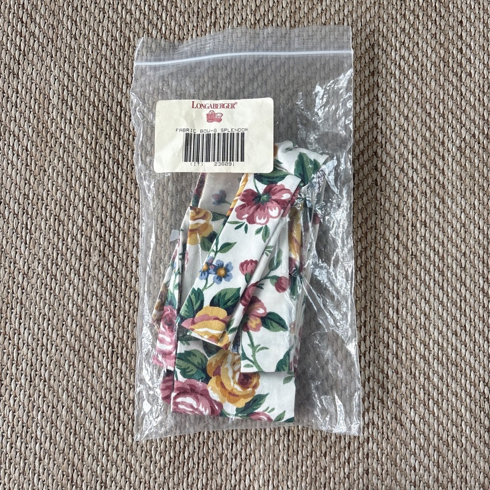 Longaberger Fabric Bow Garden Splendor Fabric New Roses Flowers Yellow Pink
